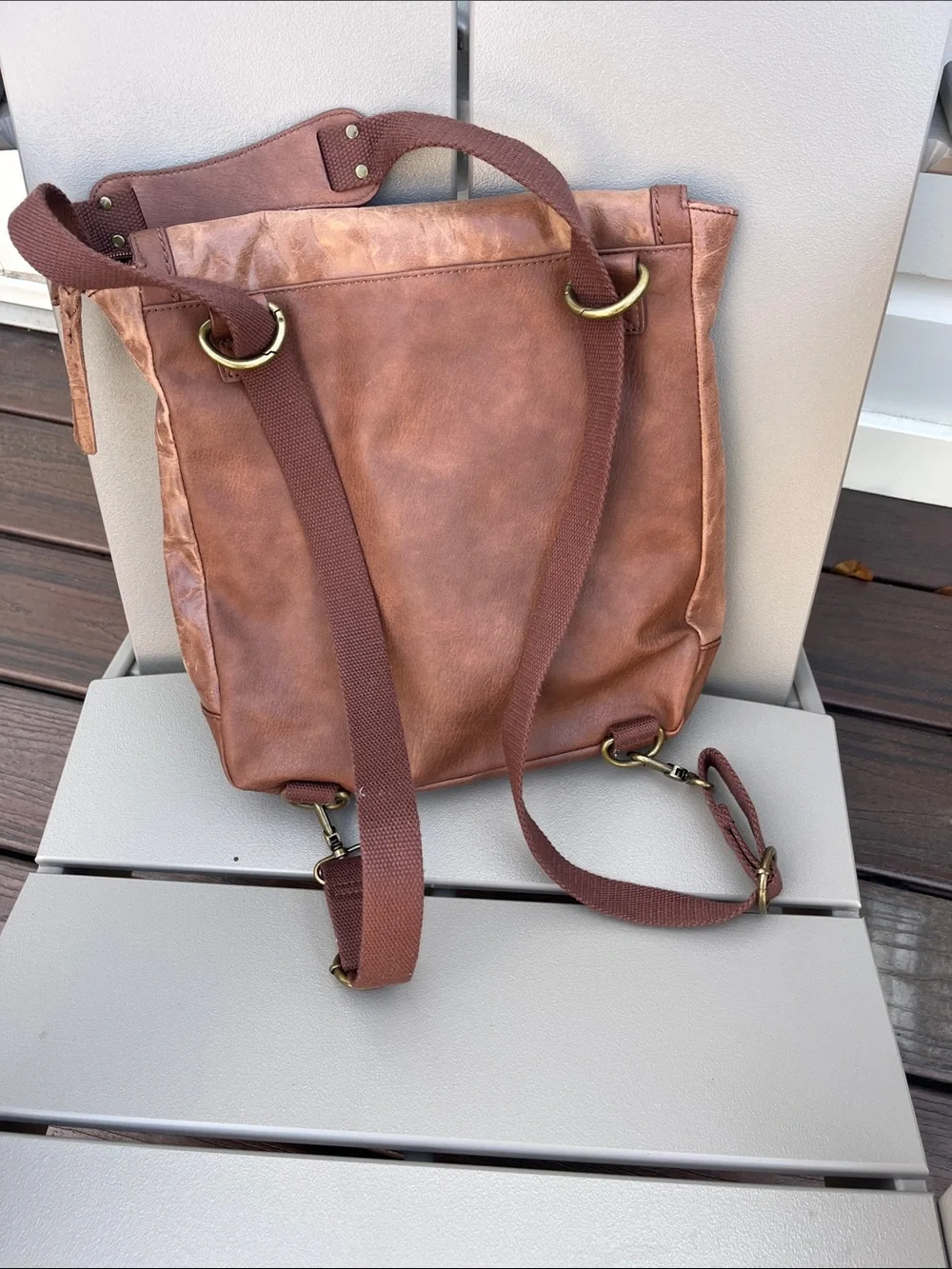 The Sak Distressed Brown Leather Crossbody Backpack